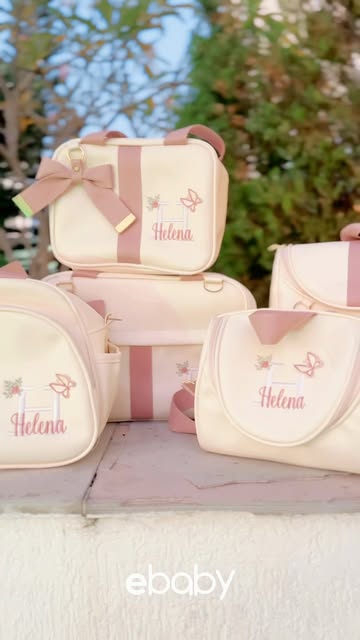 Kit eBaby rosa com borboletas bordadas
