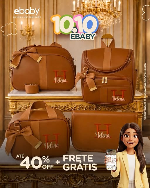 Kit eBaby caramelo bordado com o nome Helena