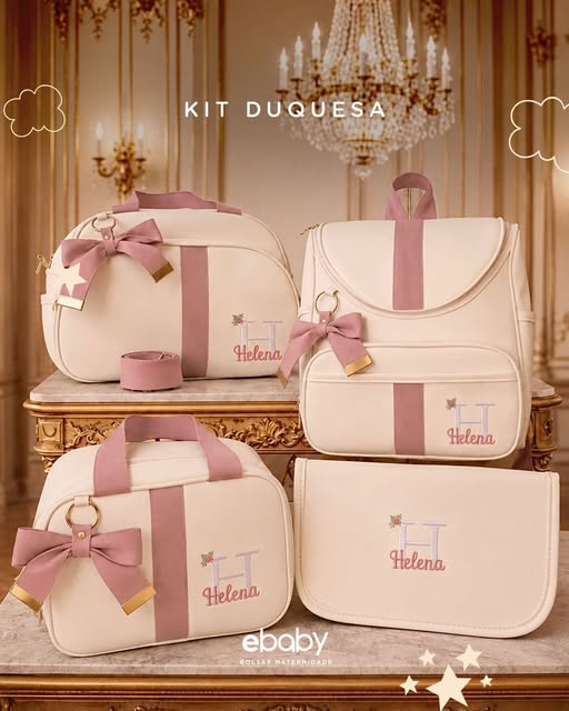 Kit Duquesa eBaby com quatro peças bordadas